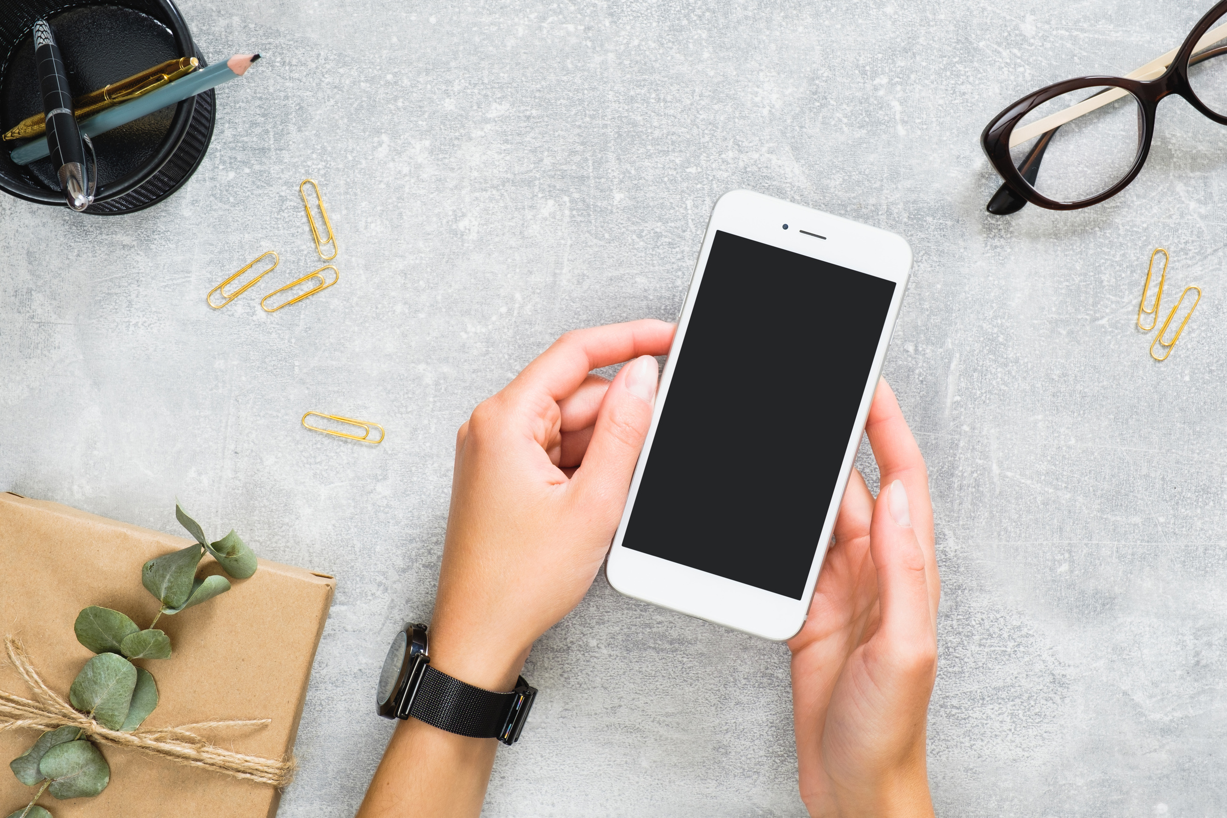 Woman Hands Holding Smartphone 